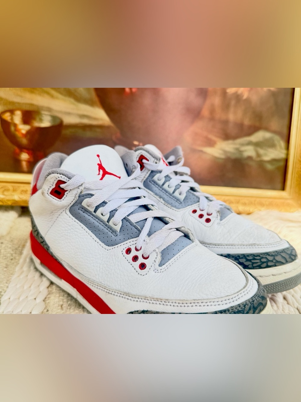 Air Jordan 3 Retro Fire Red Sneakers Youth 6.5Y Women’s 8 ❤️🤍🖤👟